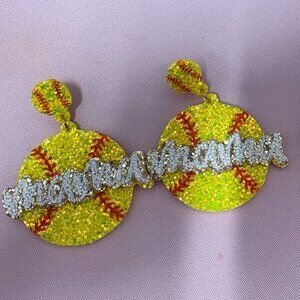 Softball "Mama" Sparkly‎ Earrings